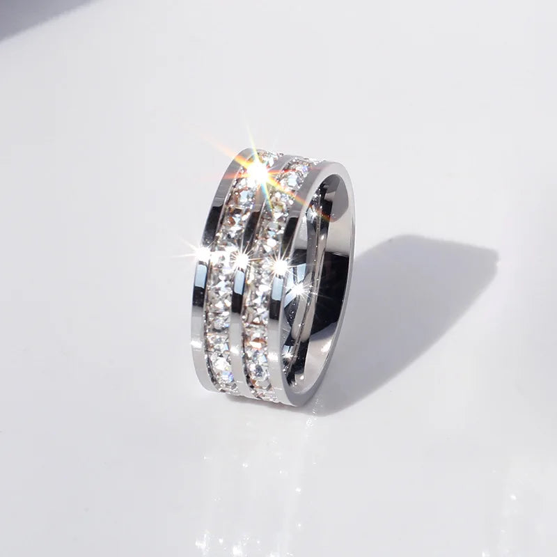 DANA White Stones Stainless Steel Zircon Ring