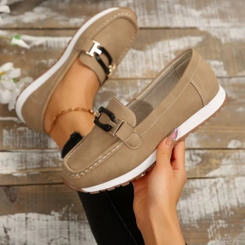 Buckle Low-top Casual Vulcanized Flat Shoes