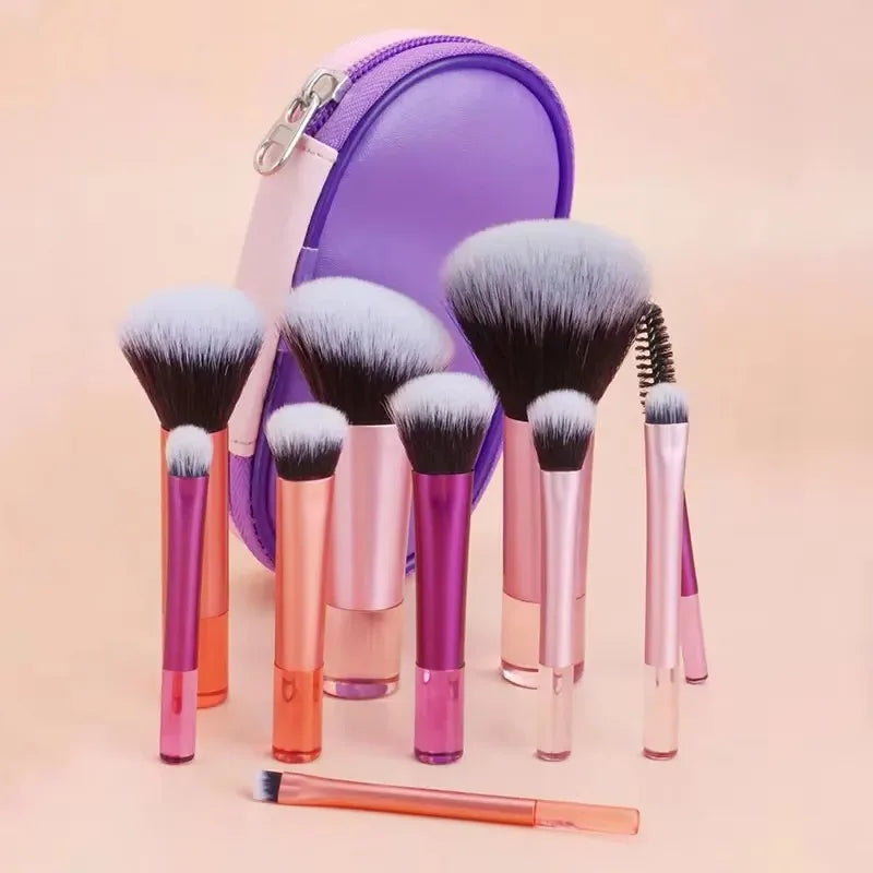 10Pcs Makeup Brushes Set With Bag Cosmetic Eye Shadow Foundation Loose Powder Blush