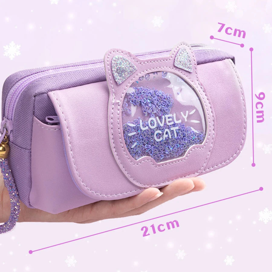 Kawaii Quicksand Pencil Case Large Capacity Pen Box