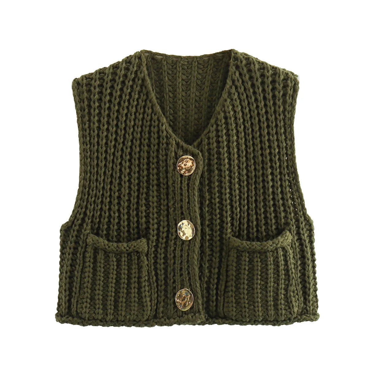 Korean Crop Sweater Vest Solid Loose Casual Sweater Vest