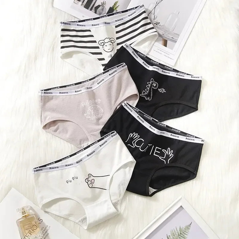 5Pcs/set Cotton Cartoon Cute Short Soft Underpants Sexy Lingerie M-XL