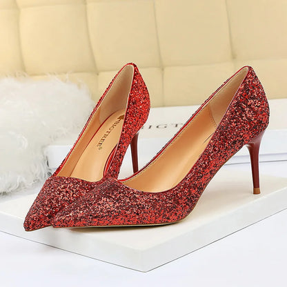 High Heels Pumps Glitter Gold Silver Shoes
