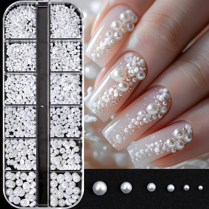 12Gird 3D Glass AB Crystal Nail Art Rhinestones Kit
