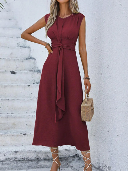 Sleeveless Front Thin Straps Midi Dress