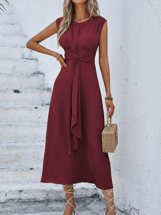Sleeveless Front Thin Straps Midi Dress