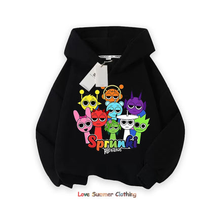Sprunki Thick Anime Cartoon Sweatshirt Autumn Winter Hip Hop Hooded