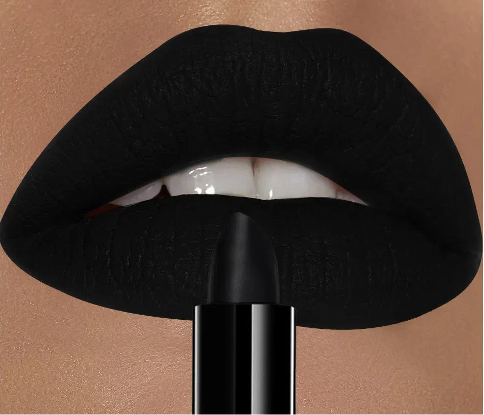 Matte black long-lasting waterproof lipstick