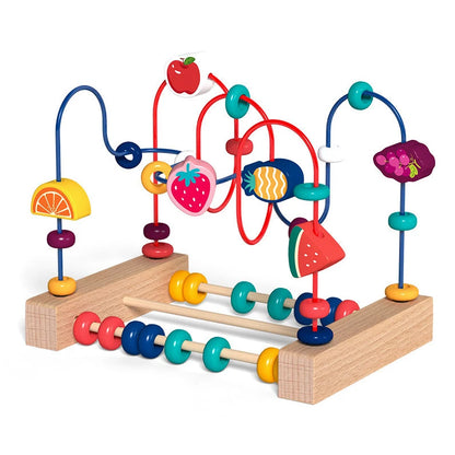 Montessori Wooden Roller Coaster Bead Maze Abacus Math Toys