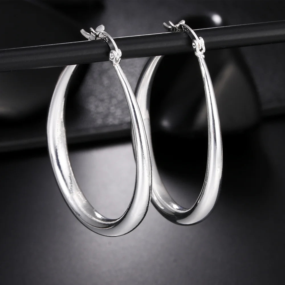 DANA 925 Sterling Silver Smooth Circle Big Hoop Earrings