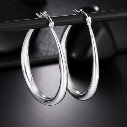 DANA 925 Sterling Silver Smooth Circle Big Hoop Earrings