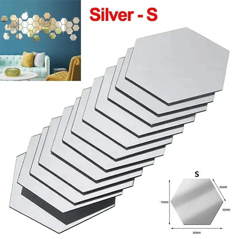 Hexagon Acrylic Mirror Wall Home Decoration Sticker