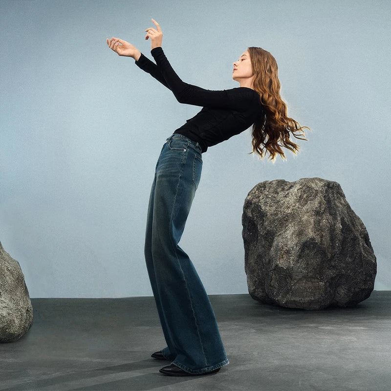 Denim Autumn New Retro Lycra Micro Flare Pant Jeans