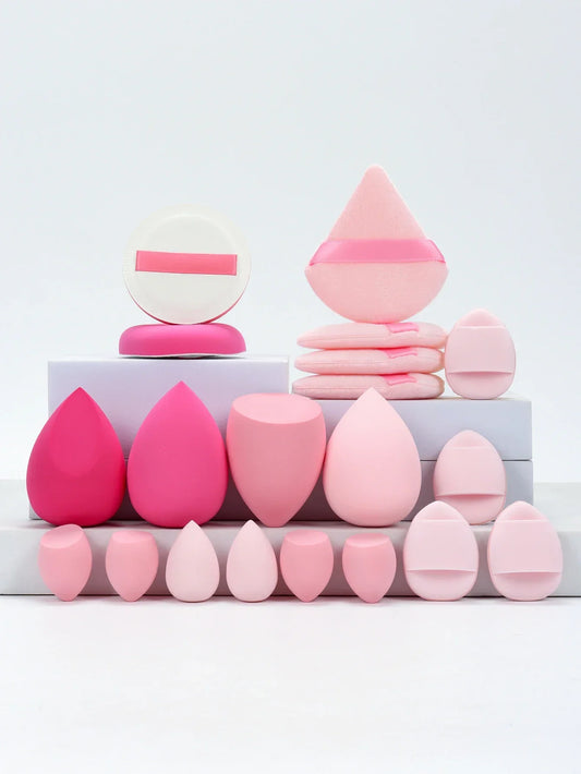 20 Pcs Pink Makeup Sponge and Makeup Puff Set