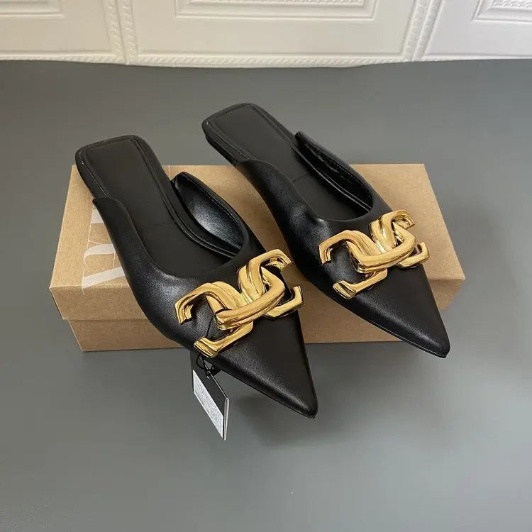 Luxury Metal Chain Flats