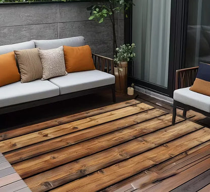 Black Wood Grain Printed Area Pad Soft Floor Pad