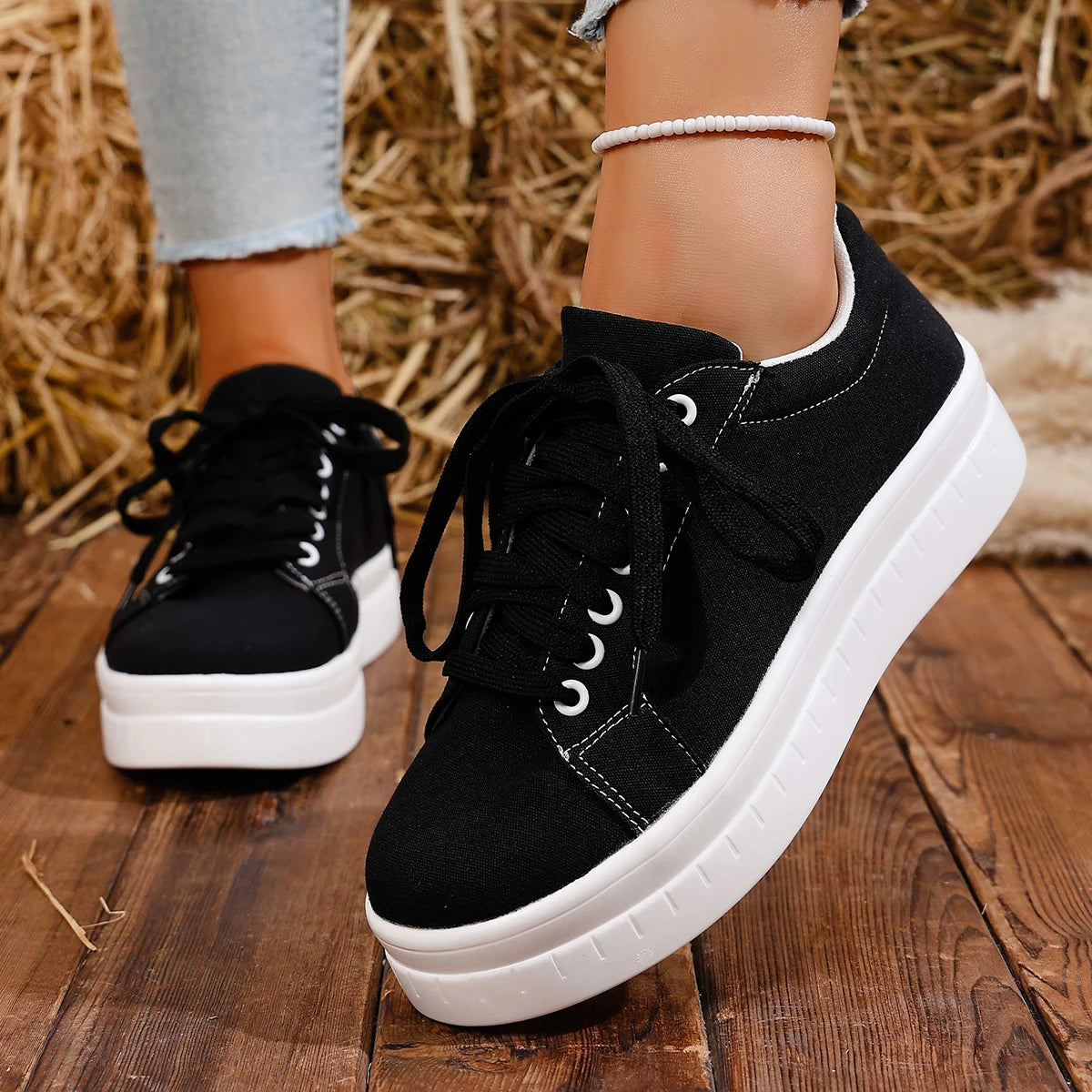 Casual Lace Up Platform Tennis Sport Sneakers