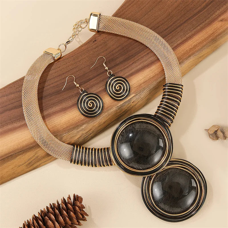African Colorful Geometry Necklace Jewelry Set