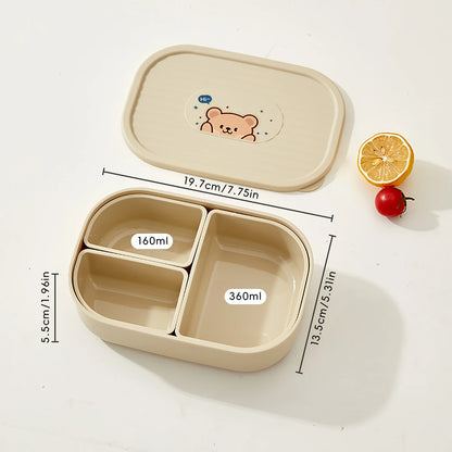 Outdoor Portable Sealed Divided Food Container 3 Grids Plastic Lunch Box
