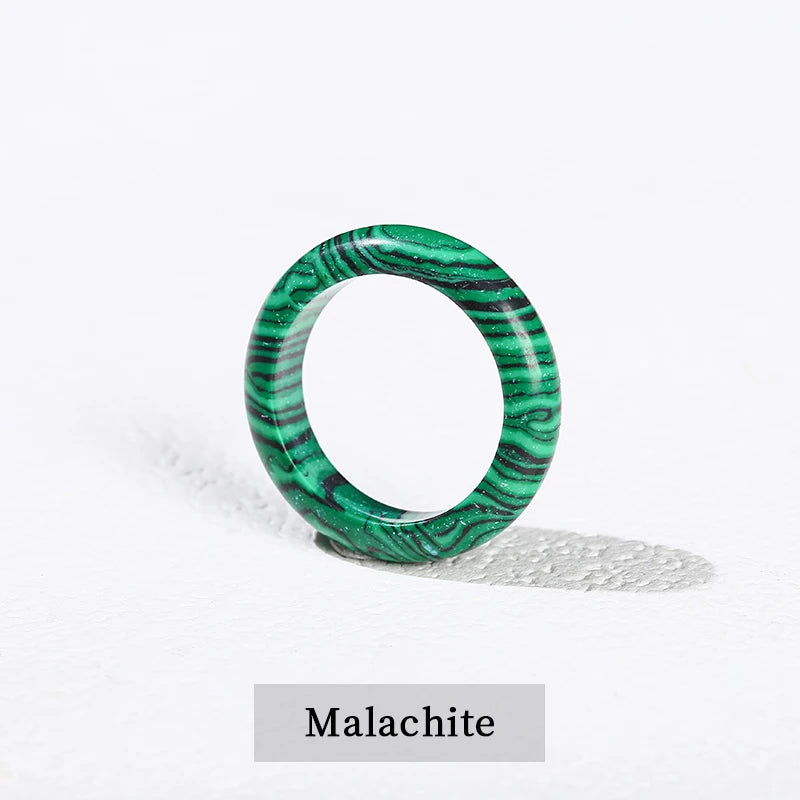 1 Pc Natural Stone Jade Crystal Agate Obsidian Fengshui Lucky Rings