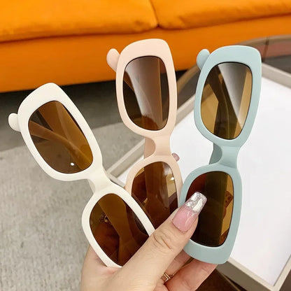 Cute Vintage Frosted Rectangle Sunglasses