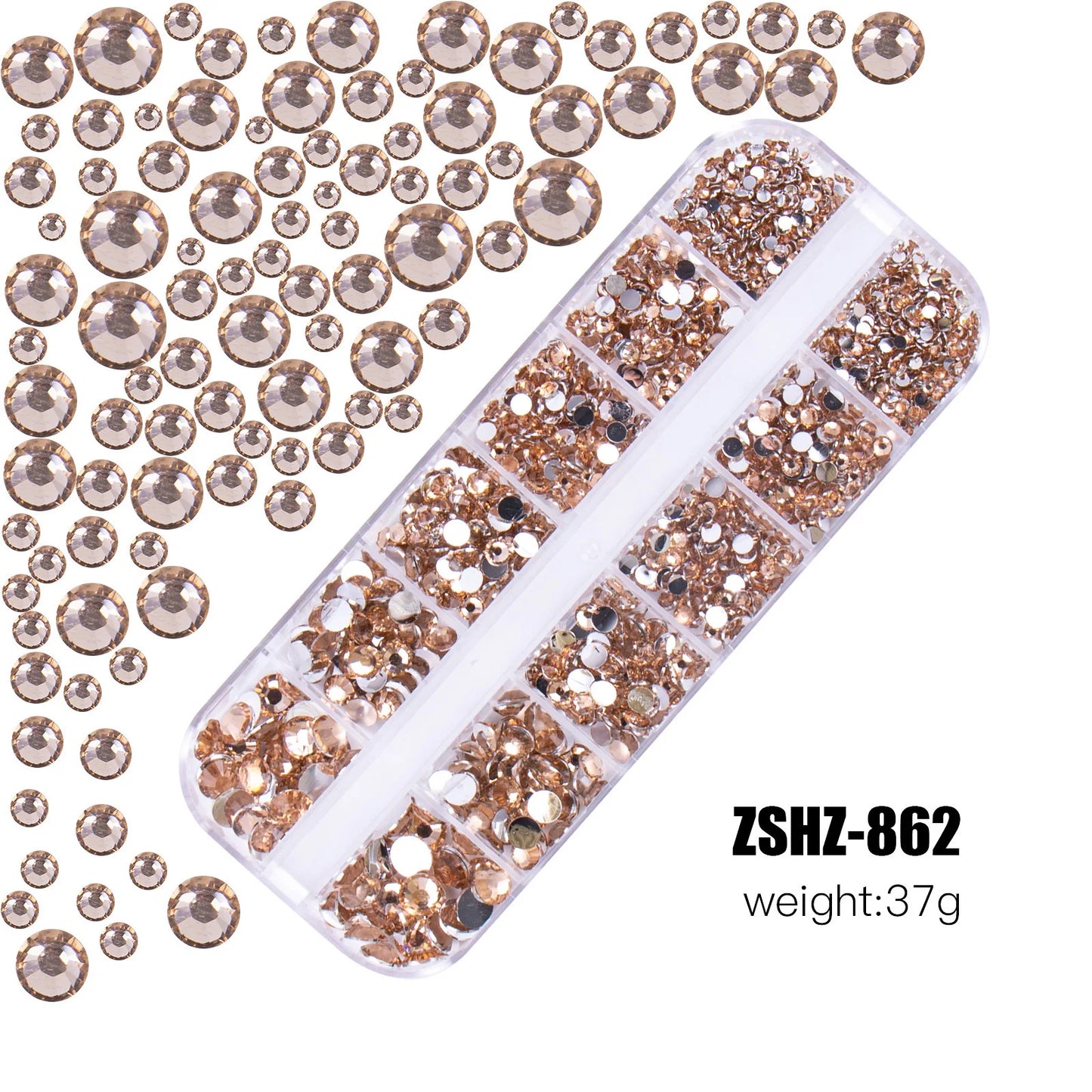 2400pcs+ Shiny Clear Crystal Gems Nail Rhinestones
