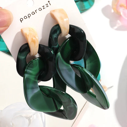 Acrylic Geometric Leopard Print Circle Earring