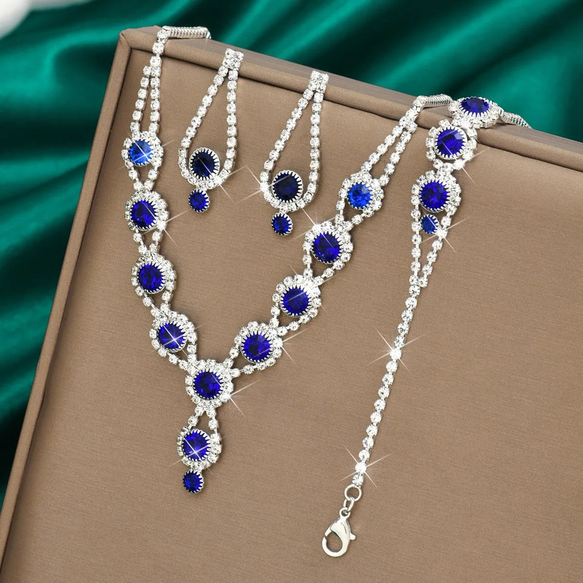 4PCS Elegant Crystal Jewelry Rhinestones Necklace Sets