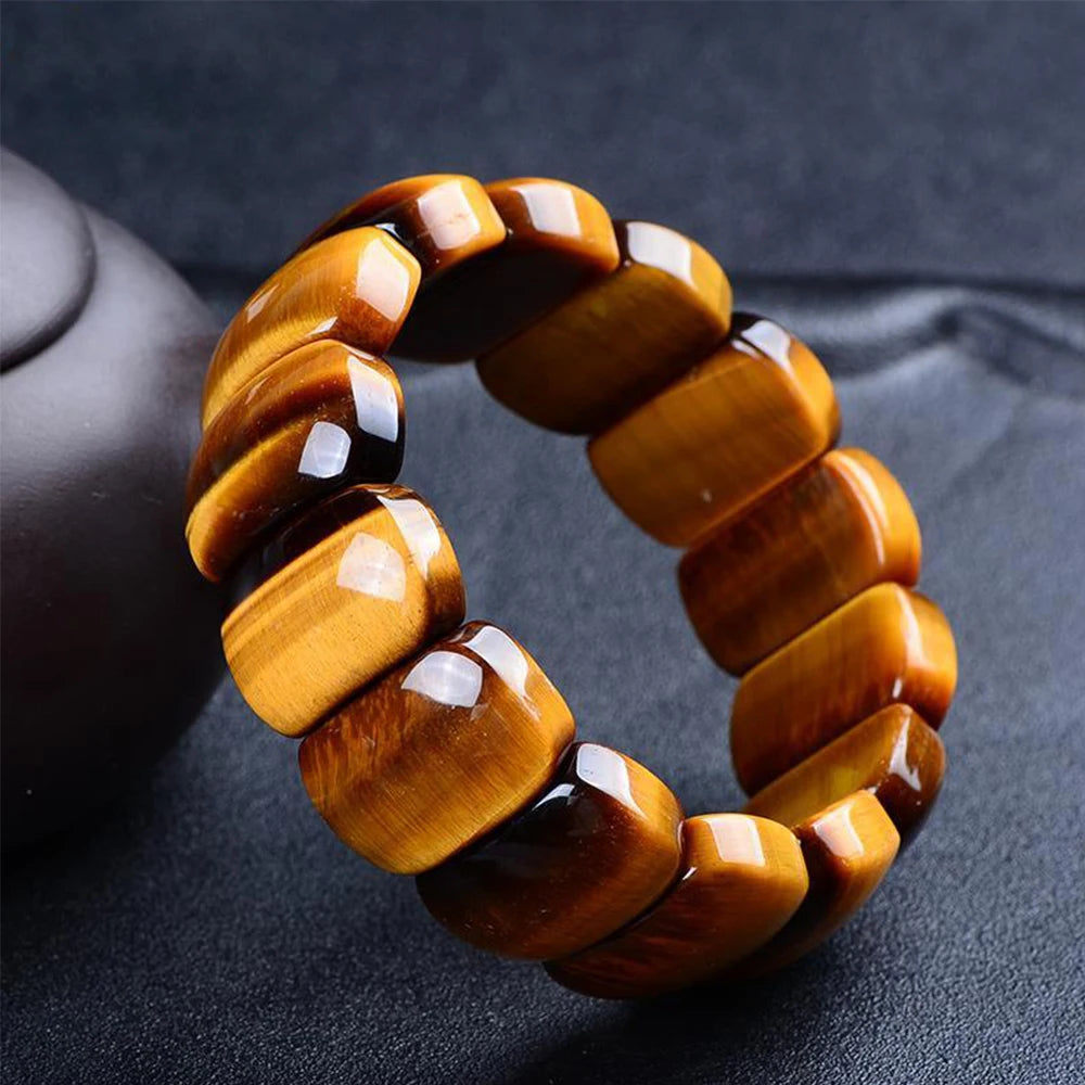 Natural Tiger Eye Stone Square Handmade Reiki Healing Meditation Bangles Bracelets