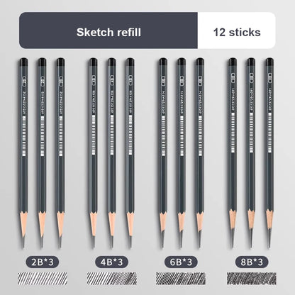 2H HB B 2B 3B 4B 5B 6B 7B 8B 12B 14B Sketch Drawing Graphite Charcoal Pencils Set