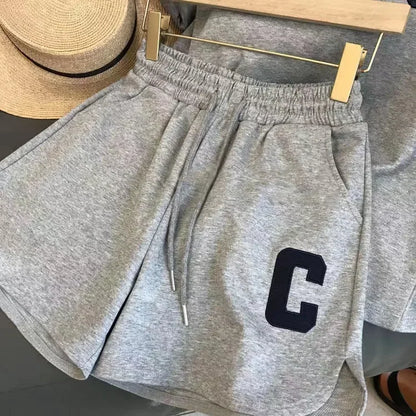 Summer Sleepwear Loose Short Sleeve T-Shirt Casual Shorts Large Size Pajamas Set
