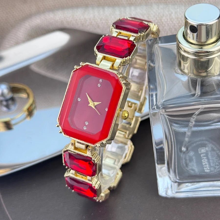Rhinestone chain rectangular color case rhinesto watch