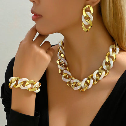 Exaggerated Necklace bracelet earrings set