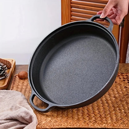 Cookware Non-Stick Cast Iron Skillet Flat Bottomed Double Handle Frying Pan