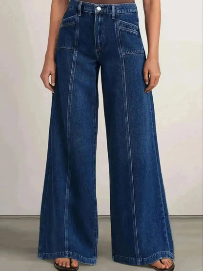 Deep Blue Wide Leg Stylish Denim Jeans