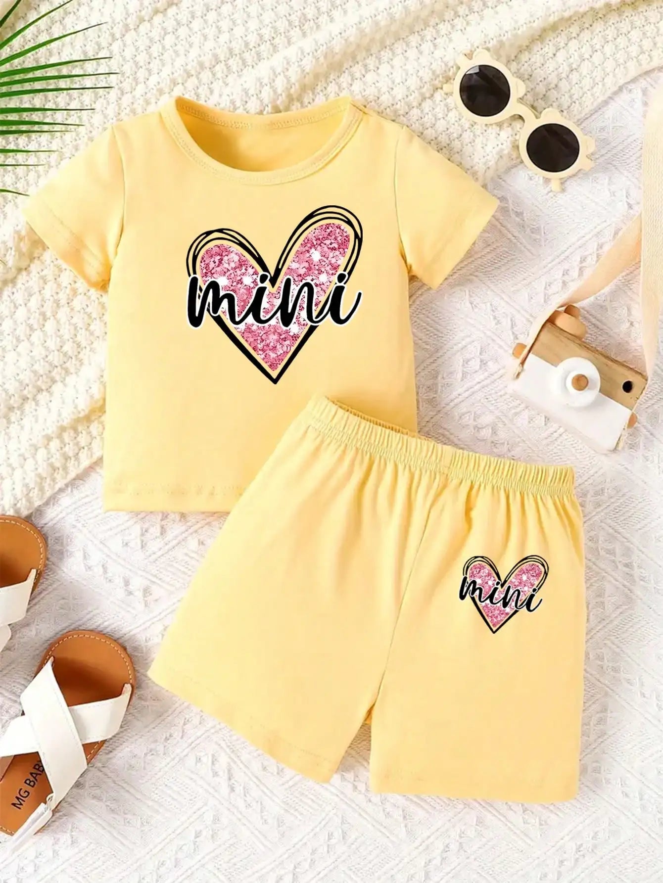 Love Letter Printed Two Piece Short sleeved T-shirt  Set