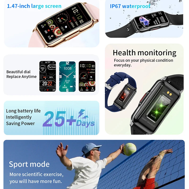 For Android IOS Smart Bracelet Smartwatch Heart Rate Monitoring Waterproof