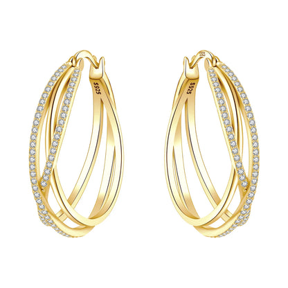 S925 Sterling Silver 18k Gold Square Hoop Earrings