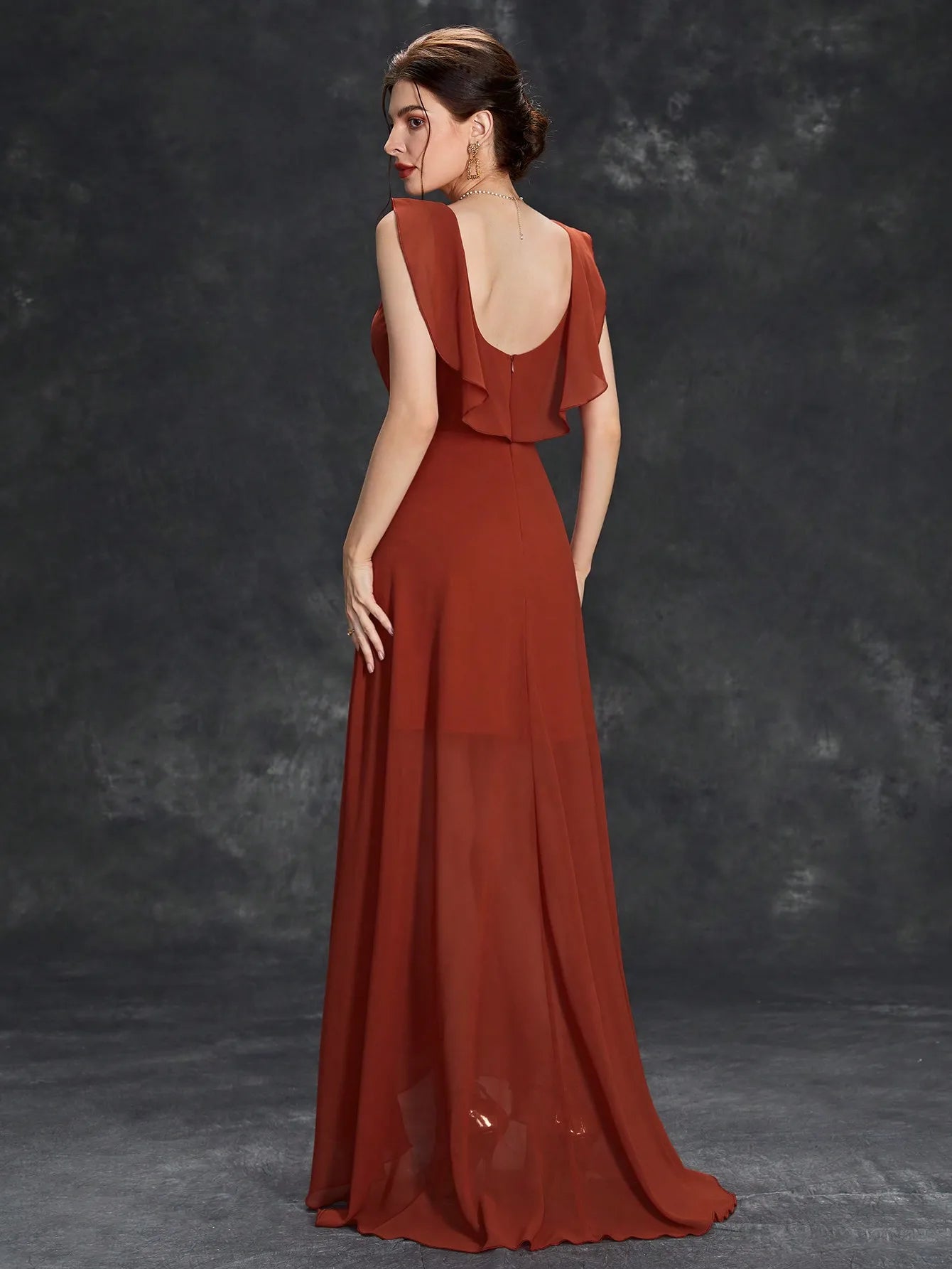 Mgiacy Surplice Front Ruffle Trim Prom Dress