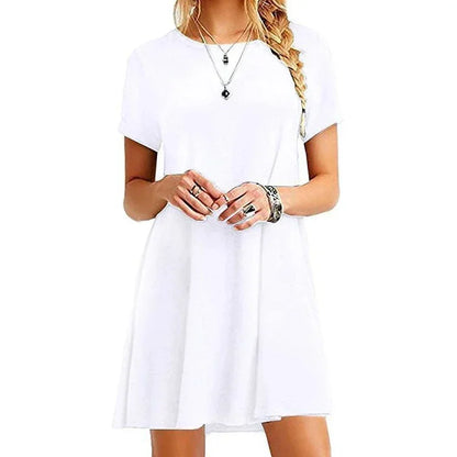 Casual Short Sleeve Loose Mini Dress