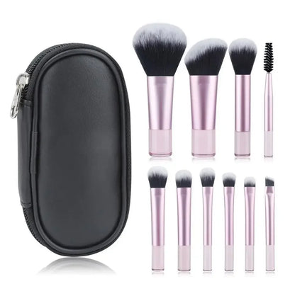 10Pcs Makeup Brushes Set With Bag Cosmetic Eye Shadow Foundation Loose Powder Blush