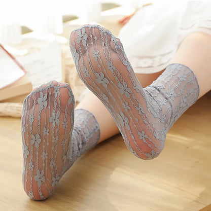 Sexy Lace Flower Ultra-thin Transparent Socks