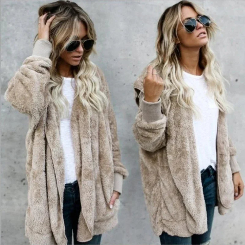 Double Fleece Long Sleeve Oversized Jacket