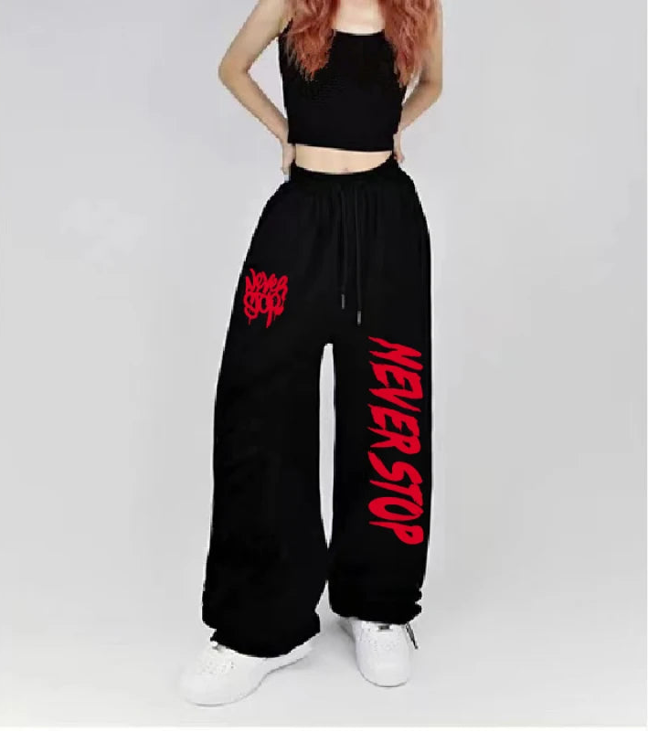 Black White Sweatpants Street Dance Hip-hop Sports Pants