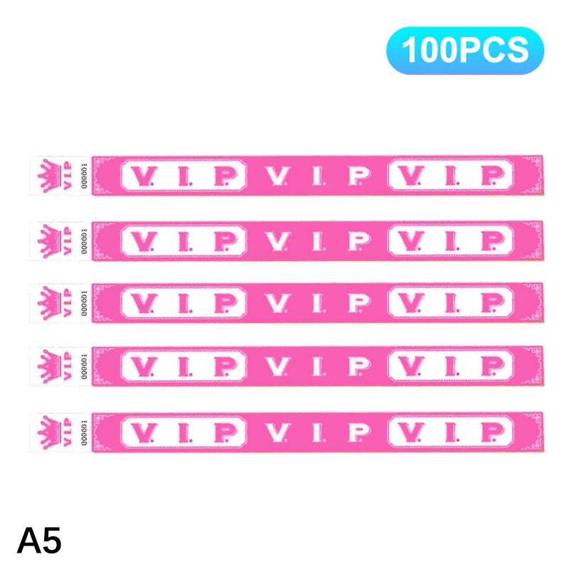 100pcs VIP Neon Paper Wristbands Fluorescent Waterproof