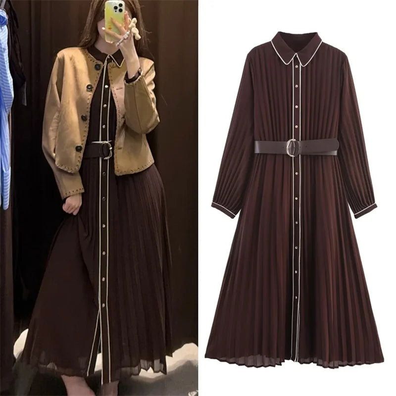 Russet Long Sleeves Maxi Dress