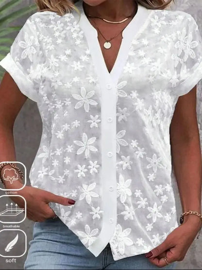 Eyelet Cut Embroidery Blouse