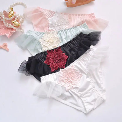 Flower Milk Silk High Elasticity Seamless Cute Lovely Sweety Mesh Underwear