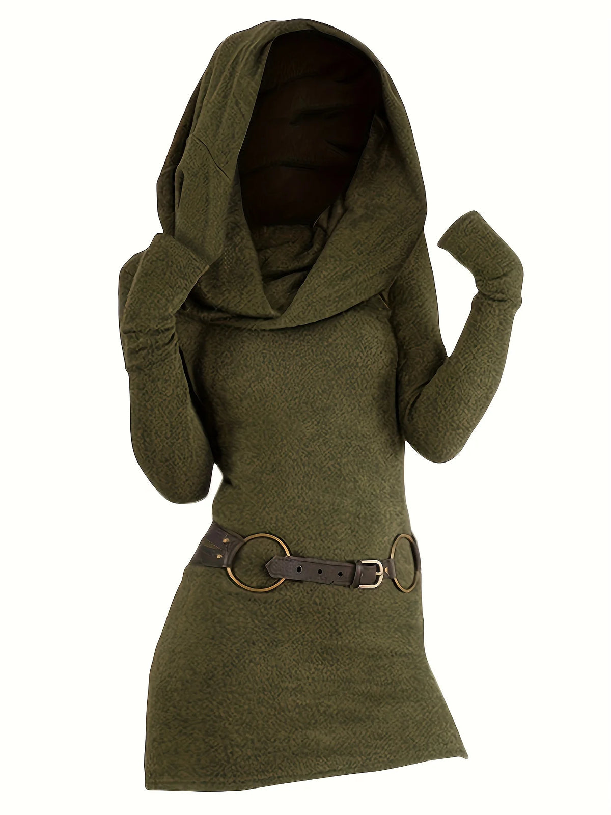 Temperament Commuter Pile Collar Solid Color Knitted Dress