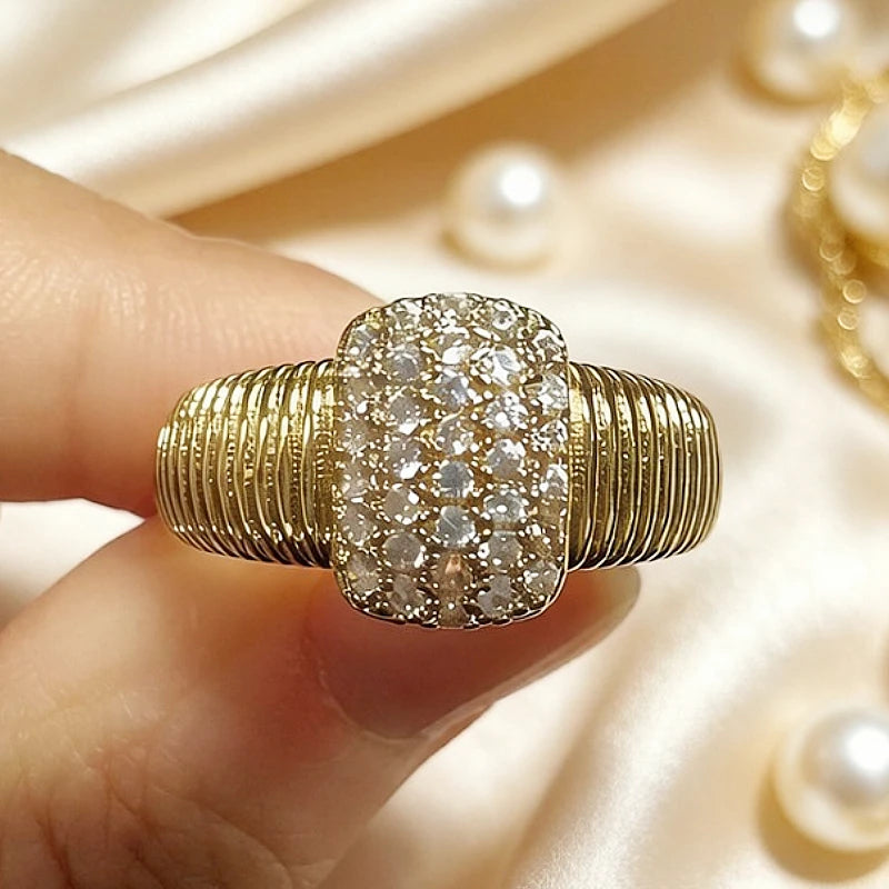 Huitan Bright Cubic Zirconia Gold Bridal Rings